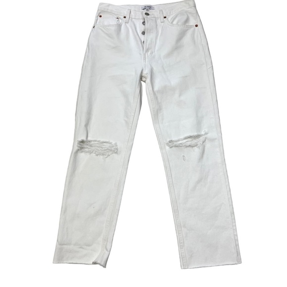 RE/DONE Women’s 28 Destroyed 70s Stove Pipe 5 Button Fly High Rise Revolve White - Picture 2 of 10